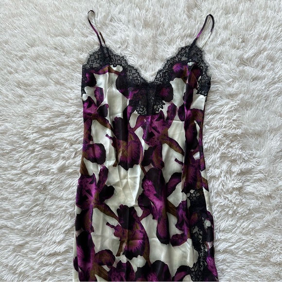 Jcrew Lace Trim Slip Dress In Iris Floral Textured Satin New With Defects Size 8 - Picture 4 of 12